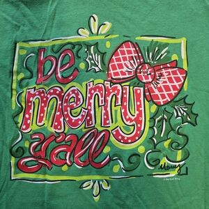 It's A Girl Thing "Be Merry Y'all" Green Long Sleeve Tee